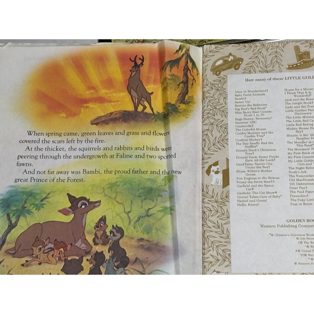 6 VTG Little Golden Bks Sesame Street Bambi Thumblina Puppy Love Theodore Mouse‎